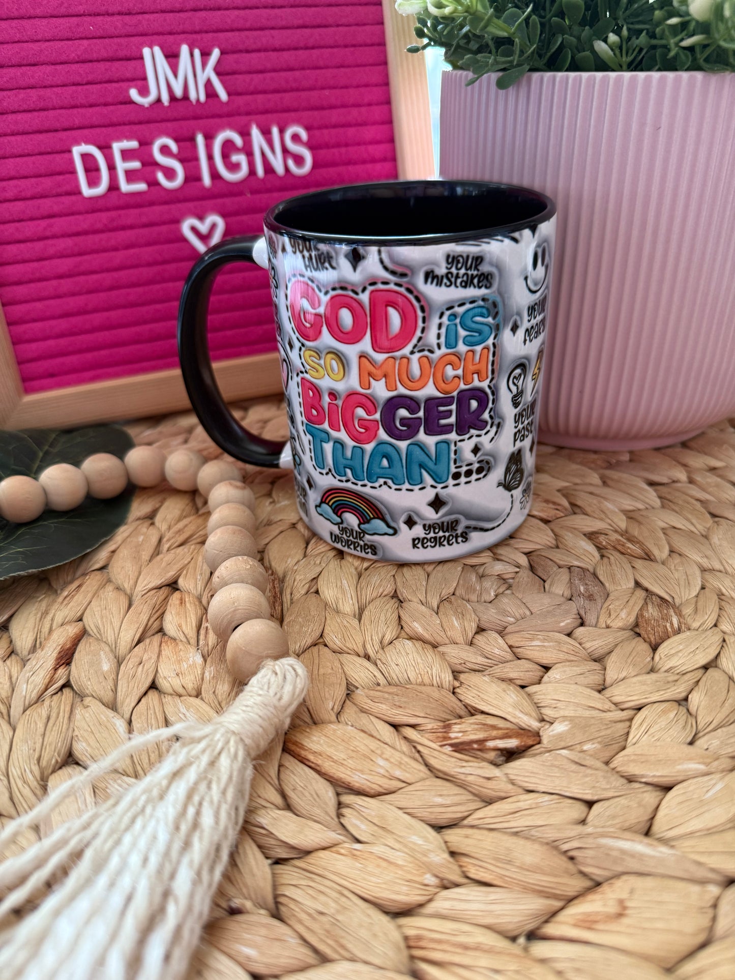 God is So Much Bigger 11oz Christian Mug Colorful Inspirational Design 💕