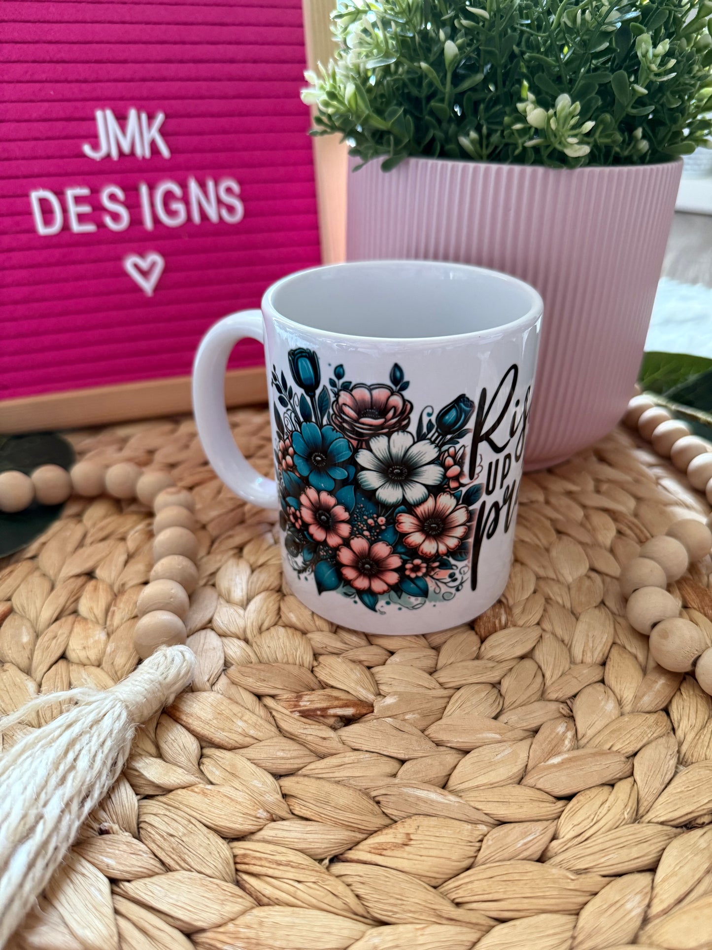 Rise Up and Pray 11oz Floral Christian Mug ✝️