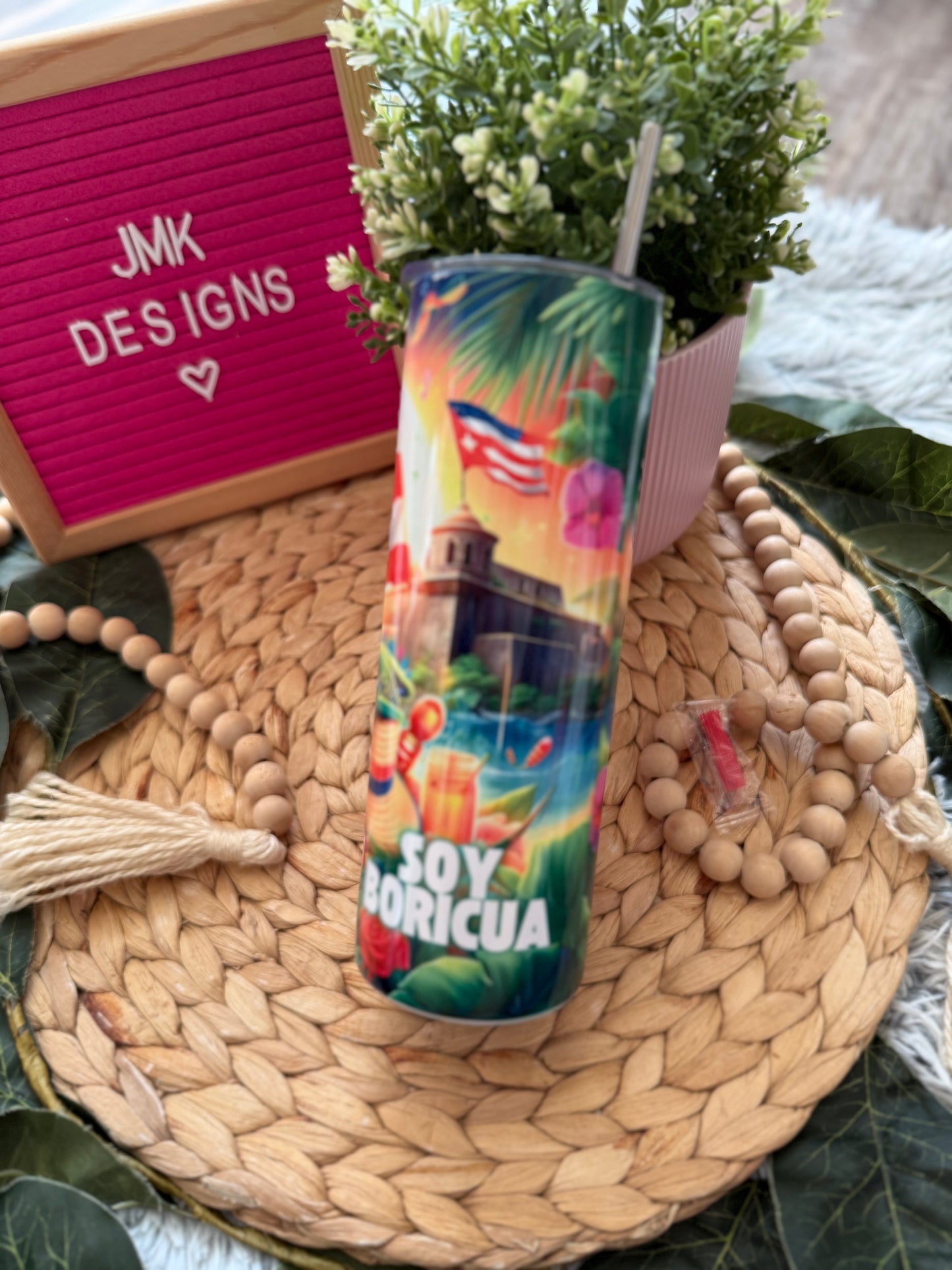 🇵🇷 20oz Puerto Rican Heritage Stainless Steel Tumbler with Metal Straw🇵🇷