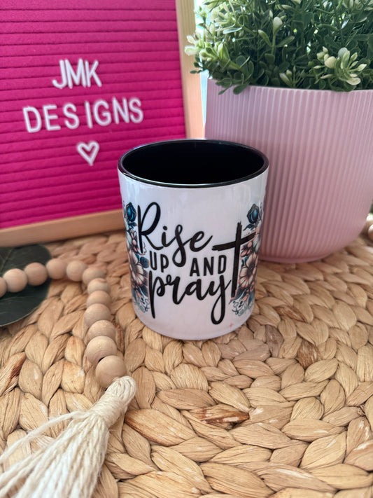 Rise Up and Pray 11oz Floral Christian Mug  ✝️