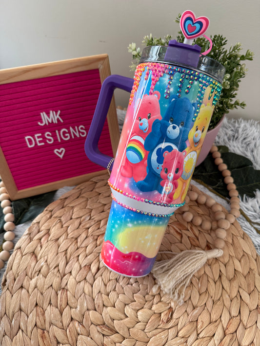 Rainbow Friends Bling Tumbler – 40oz with Handle & Straw 🌈
