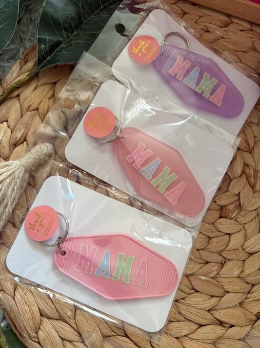 Mama Motel Keychain – Retro Pastel Acrylic Keyring 💕