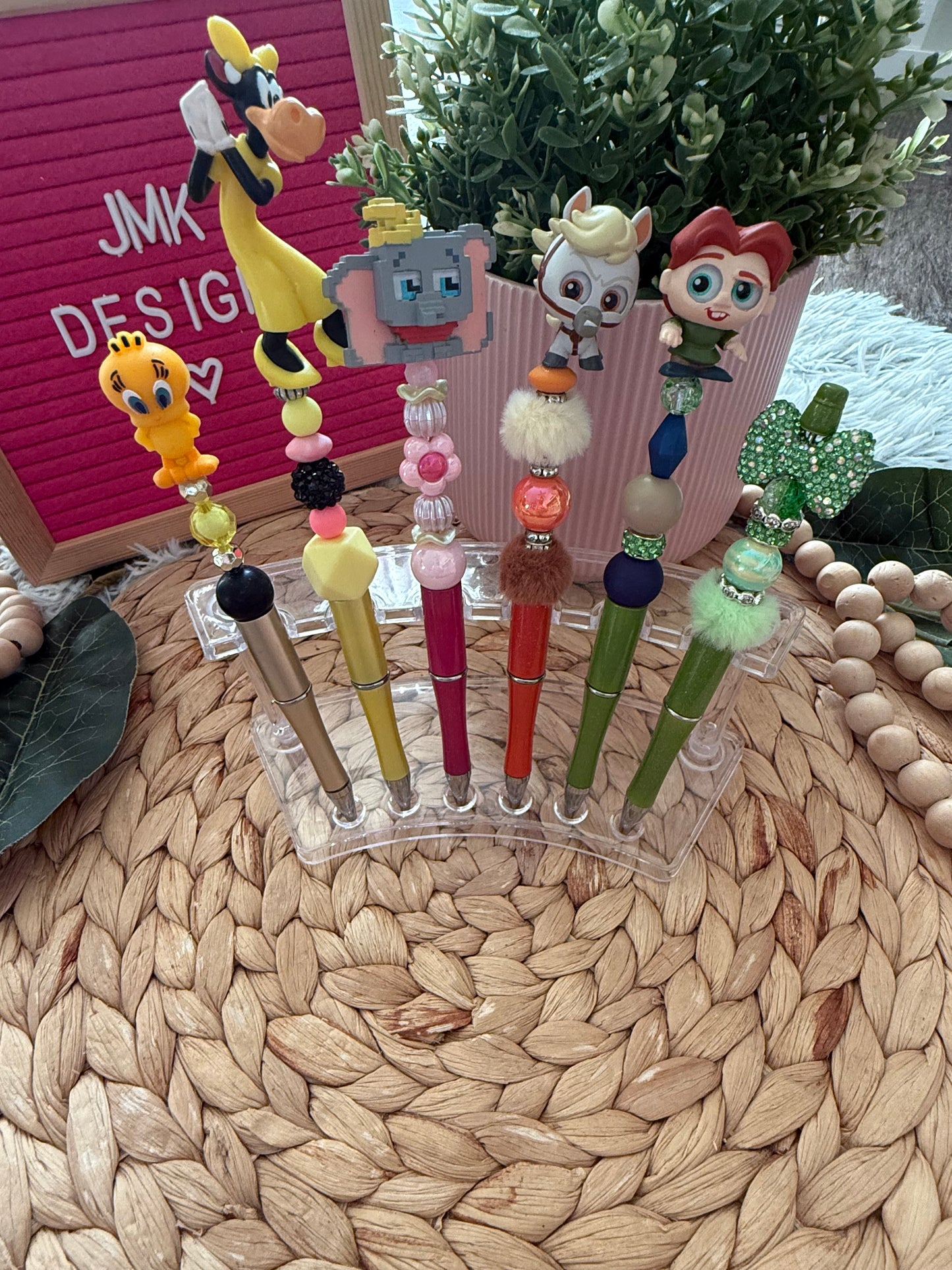 ✨ Custom Character Beaded Pens – Includes Extra Ink Refill ✨