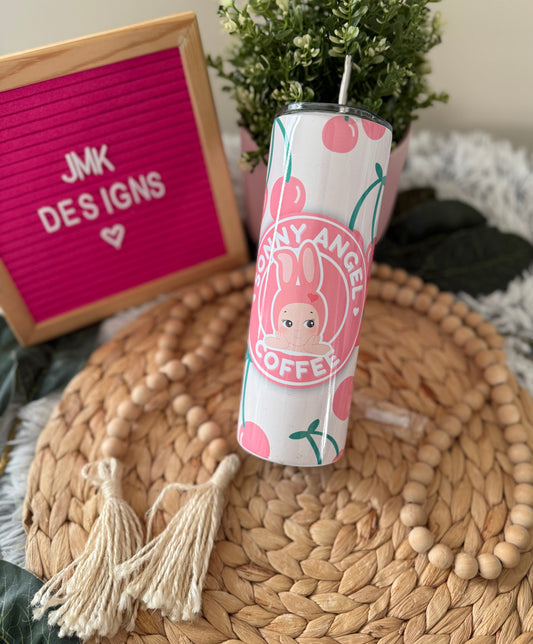 Kawaii Cherry Bunny Tumbler – 20oz with Straw + Straw Tip