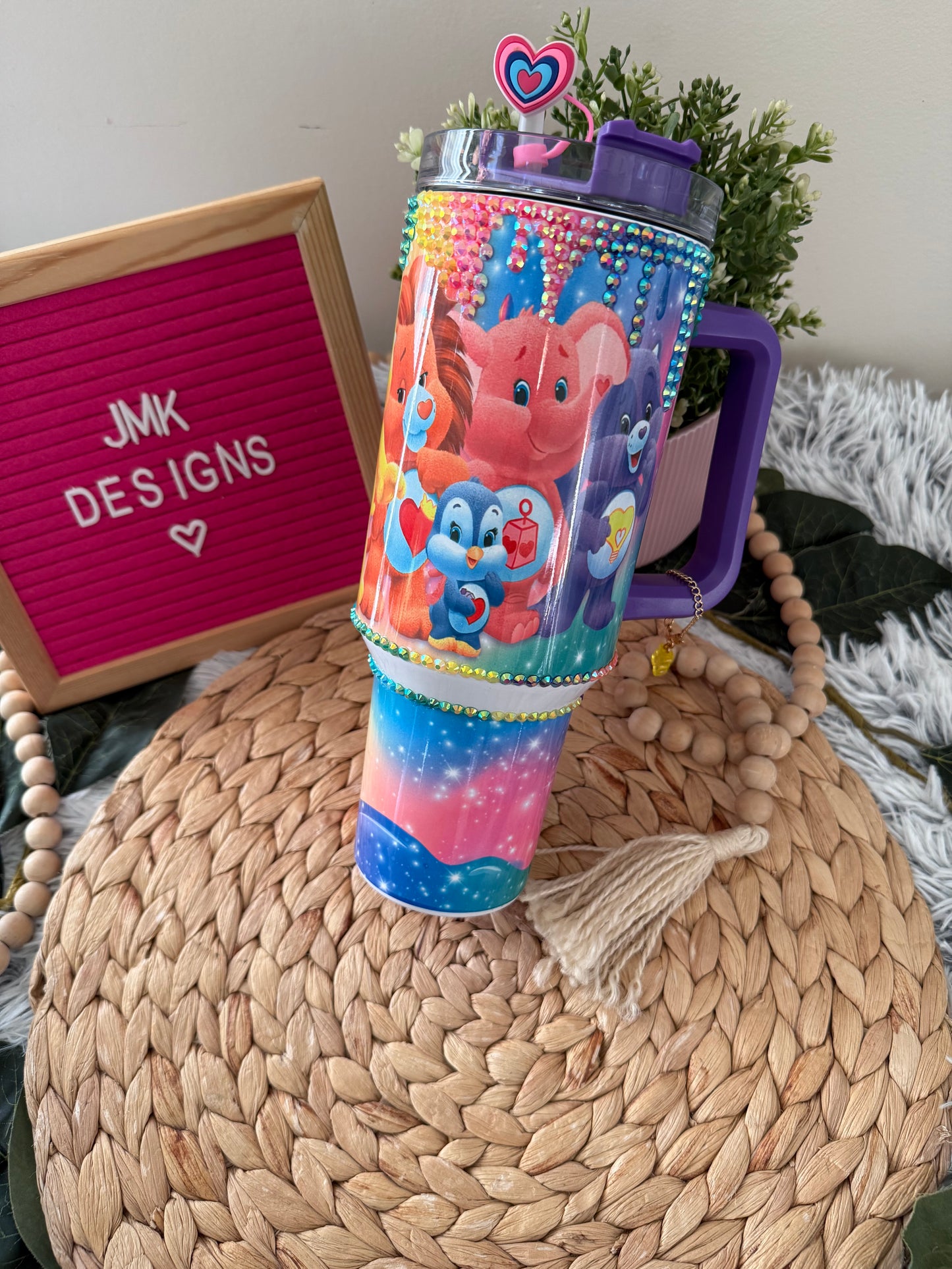 Rainbow Friends Bling Tumbler – 40oz with Handle & Straw 🌈