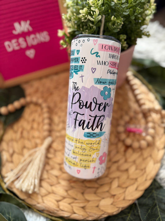 ✨ The Power of Faith 20oz Stainless Steel Tumbler with Metal Straw ✨