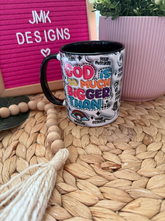 God is So Much Bigger 11oz Christian Mug Colorful Inspirational Design 💕