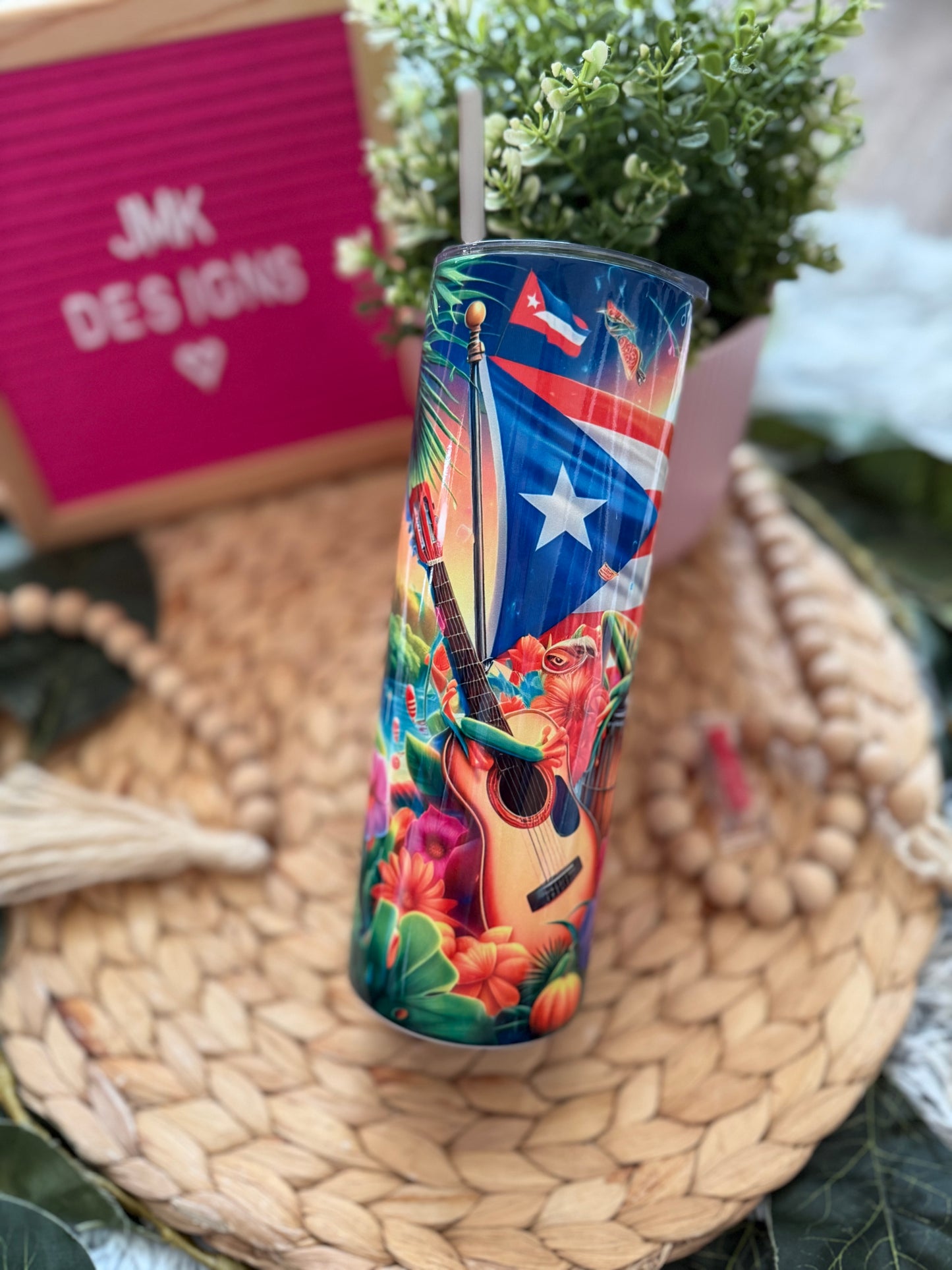 🇵🇷 20oz Puerto Rican Heritage Stainless Steel Tumbler with Metal Straw🇵🇷