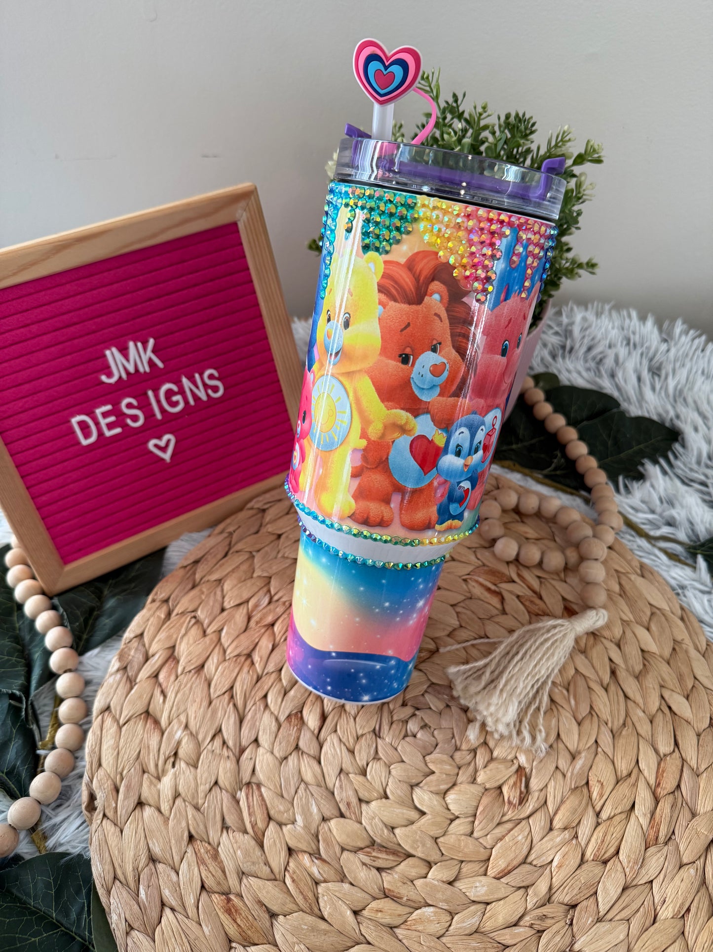 Rainbow Friends Bling Tumbler – 40oz with Handle & Straw 🌈