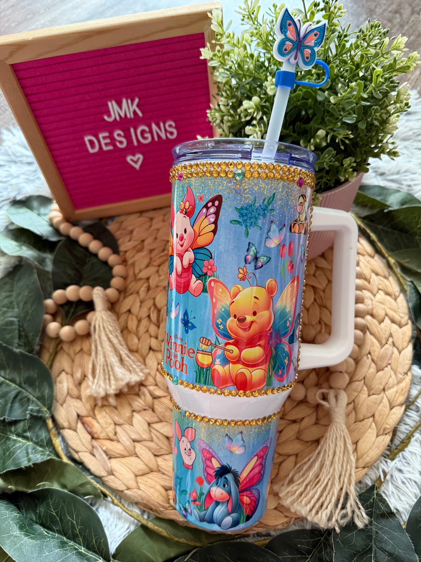 Butterfly Friends 40oz Character Tumbler with Handle & Straw Also Tip For Straw 🦋