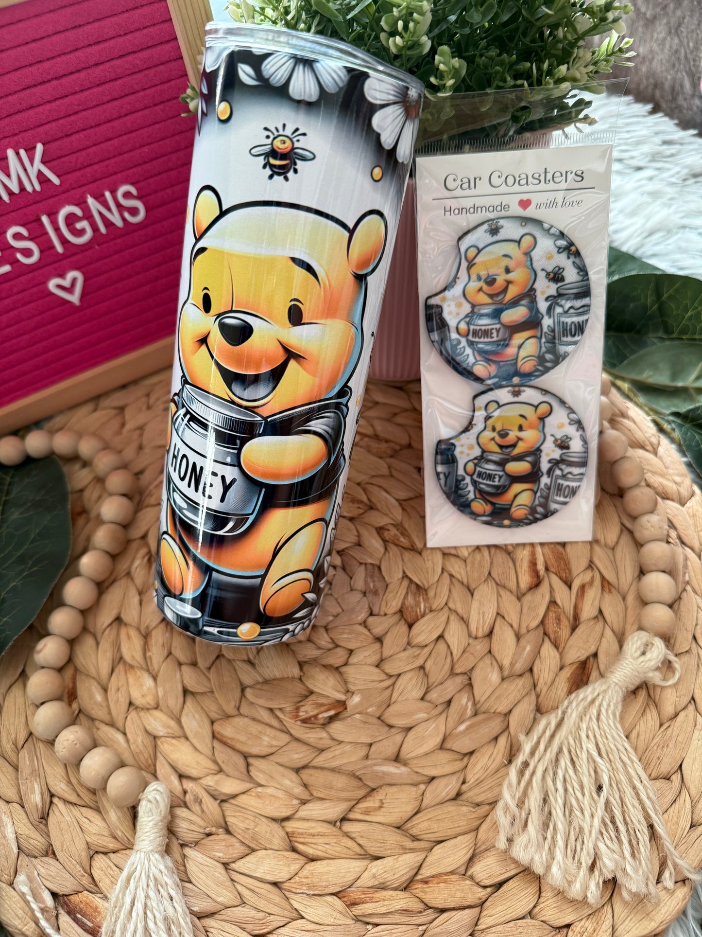 Custom Bear Cup & Coaster Gift Bundle – Handmade Tumbler + Matching Coaster
