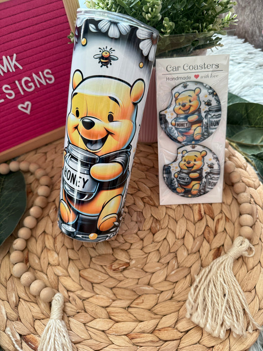Custom Bear Cup & Coaster Gift Bundle – Handmade Tumbler + Matching Coaster