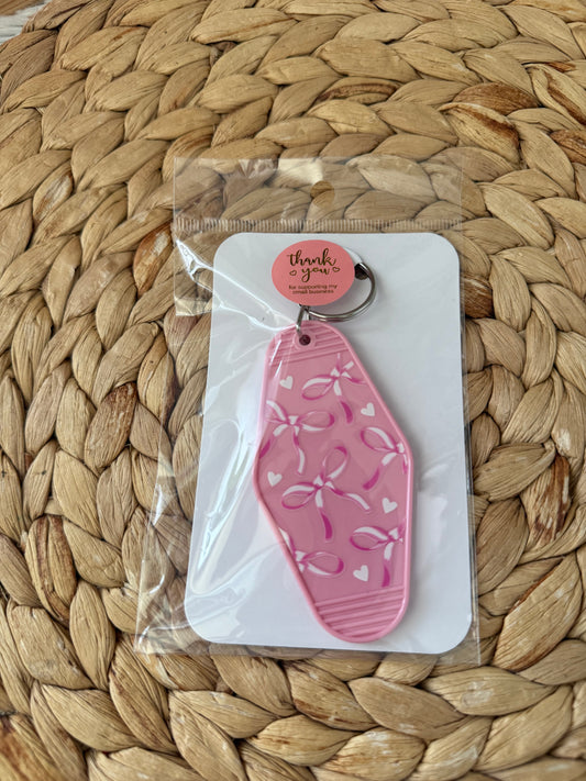 Pink Ribbon Awareness Motel Keychain 🎀