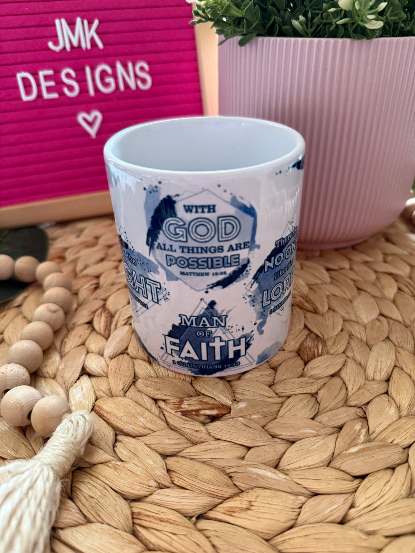 With God all things are possible  11oz Christian mug Man inspirational design💙