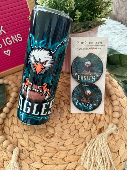 Eagle 🦅 Custom Cup & Coaster Gift Bundle – Handmade Tumbler + Matching Coaster