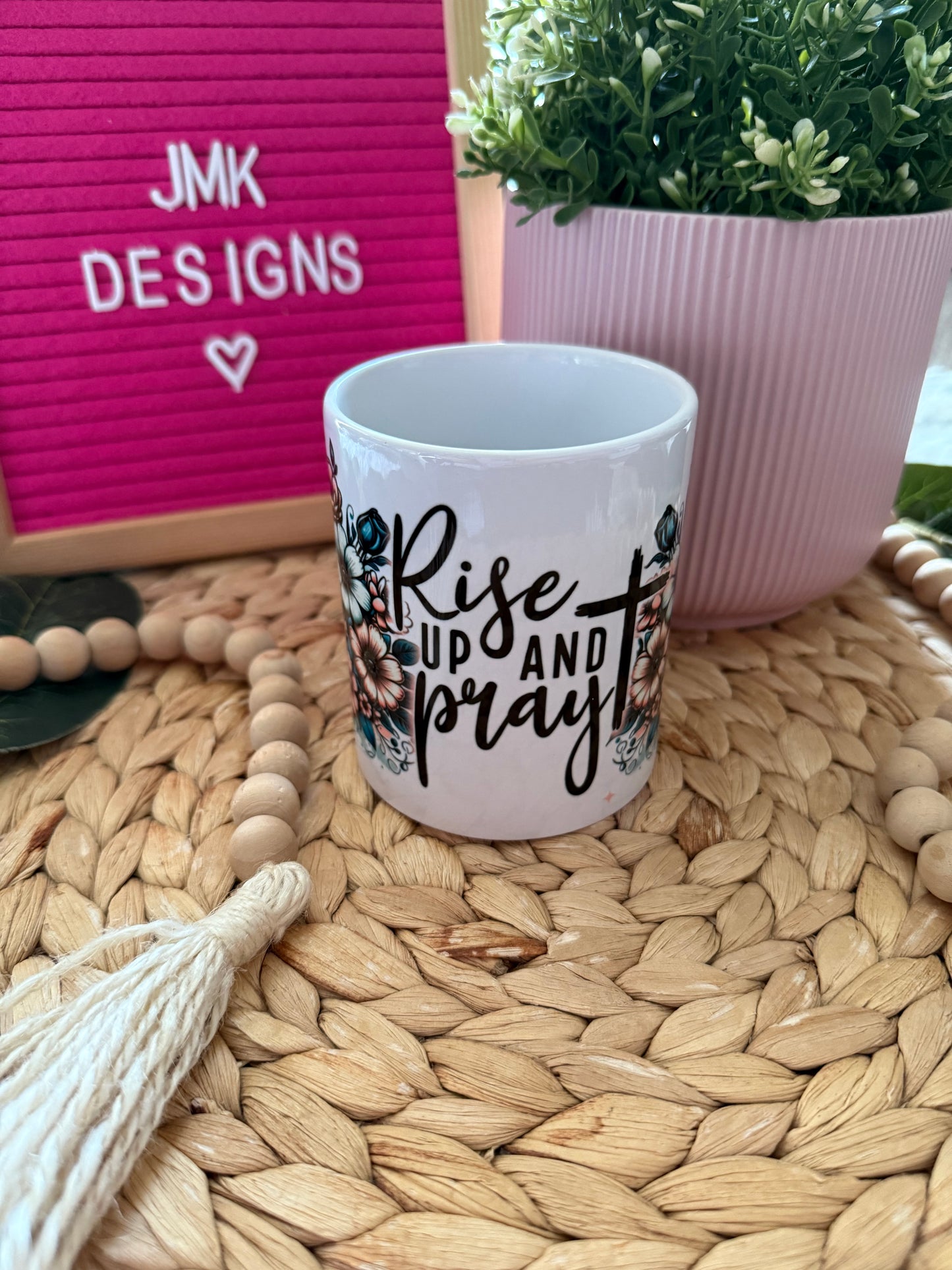 Rise Up and Pray 11oz Floral Christian Mug  ✝️