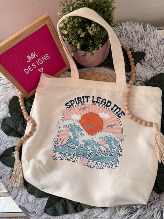 Faith-Inspired “Spirit Lead Me” Tote Bag – Cream Canvas 🙏🏻