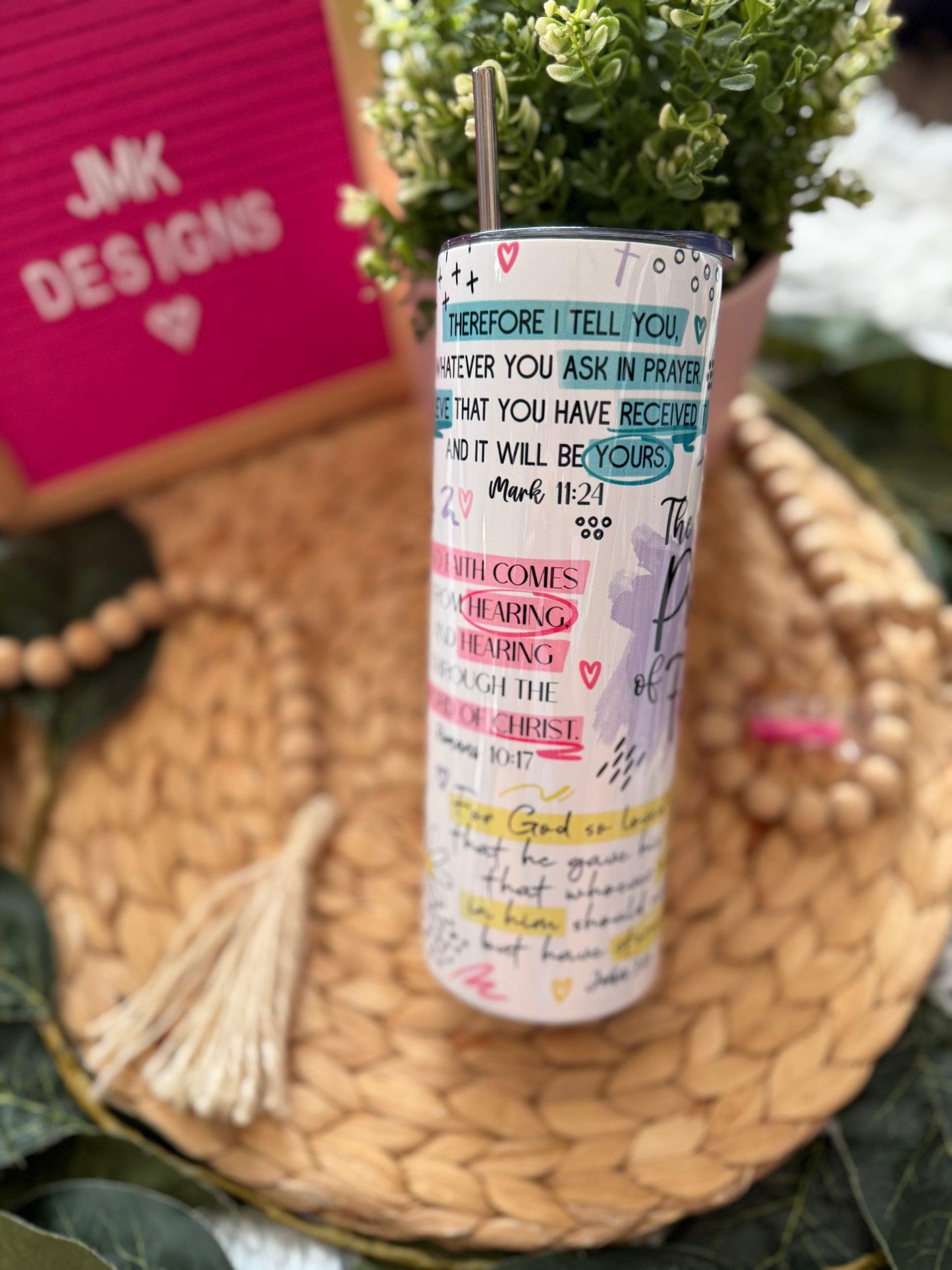 ✨ The Power of Faith 20oz Stainless Steel Tumbler with Metal Straw ✨