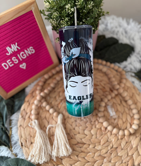 Football Fan Girl Tumbler Green & White 🦅