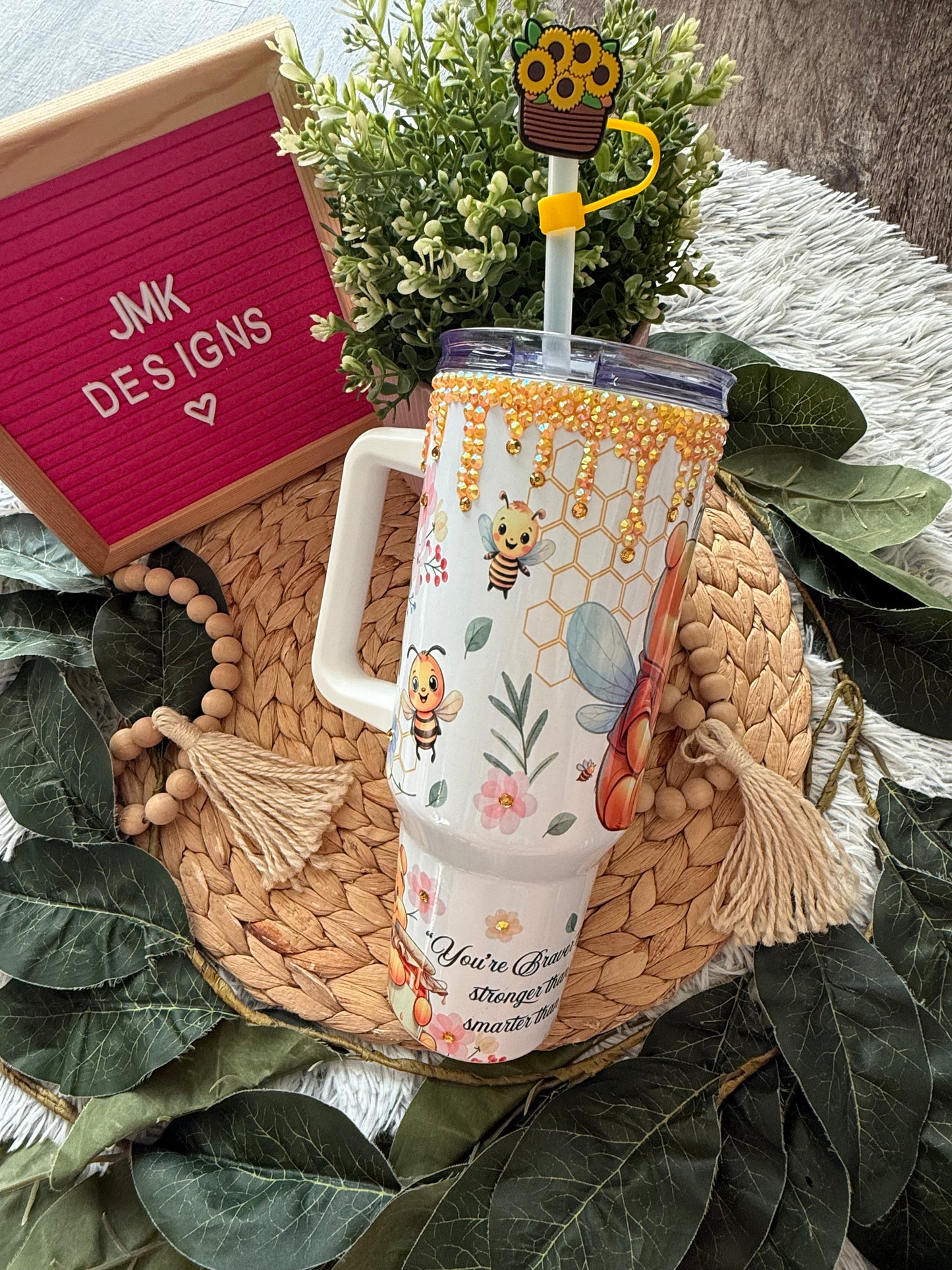 Bee Kind Honey Bear Tumbler – 40oz Bling Cup