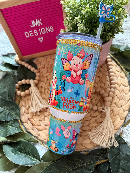 Butterfly Friends 40oz Character Tumbler with Handle & Straw Also Tip For Straw 🦋