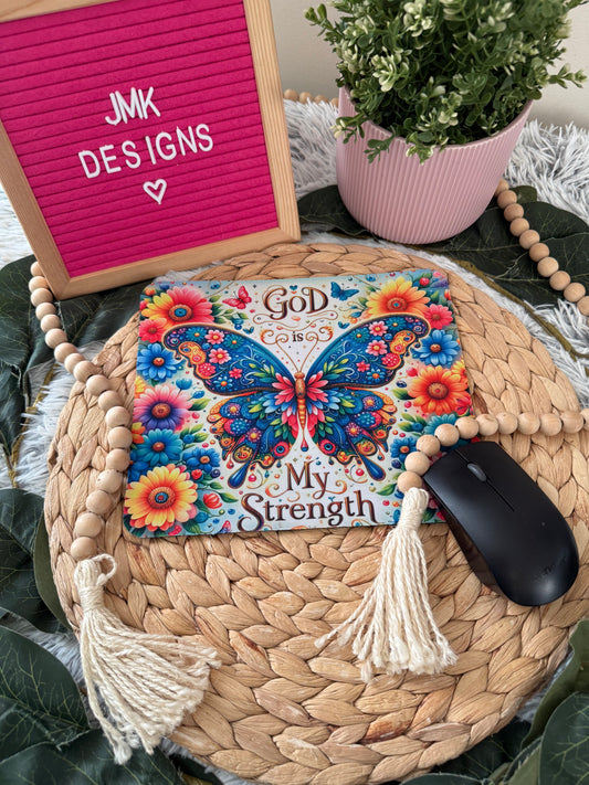 God Is My Strength” Butterfly Mousepad 🦋