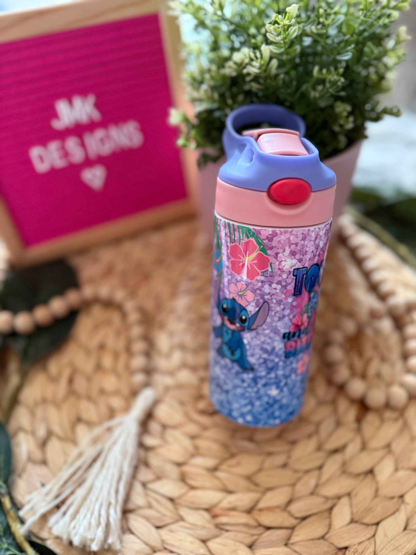 🌸12oz Blue & Pink Kids Water Bottle with Flip Lid 💙