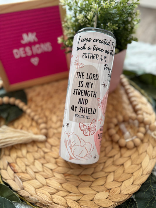✨ 20oz Christian Scripture Stainless Steel Tumbler with Metal Straw Bible Verse Design