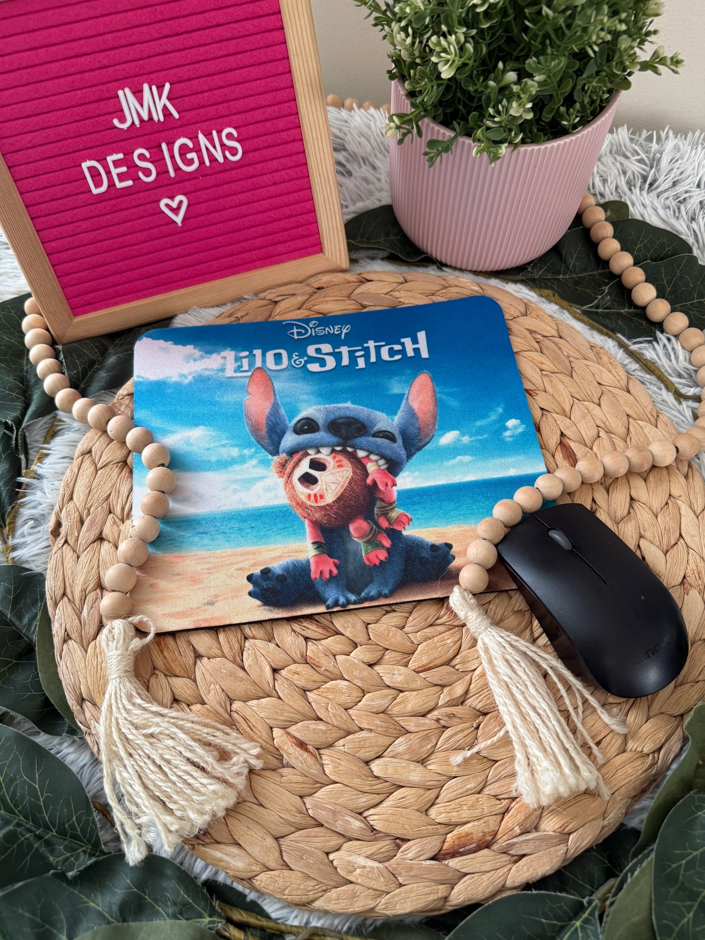 Blue Alien Beach Vibes Mousepad – Ohana-Inspired Gift