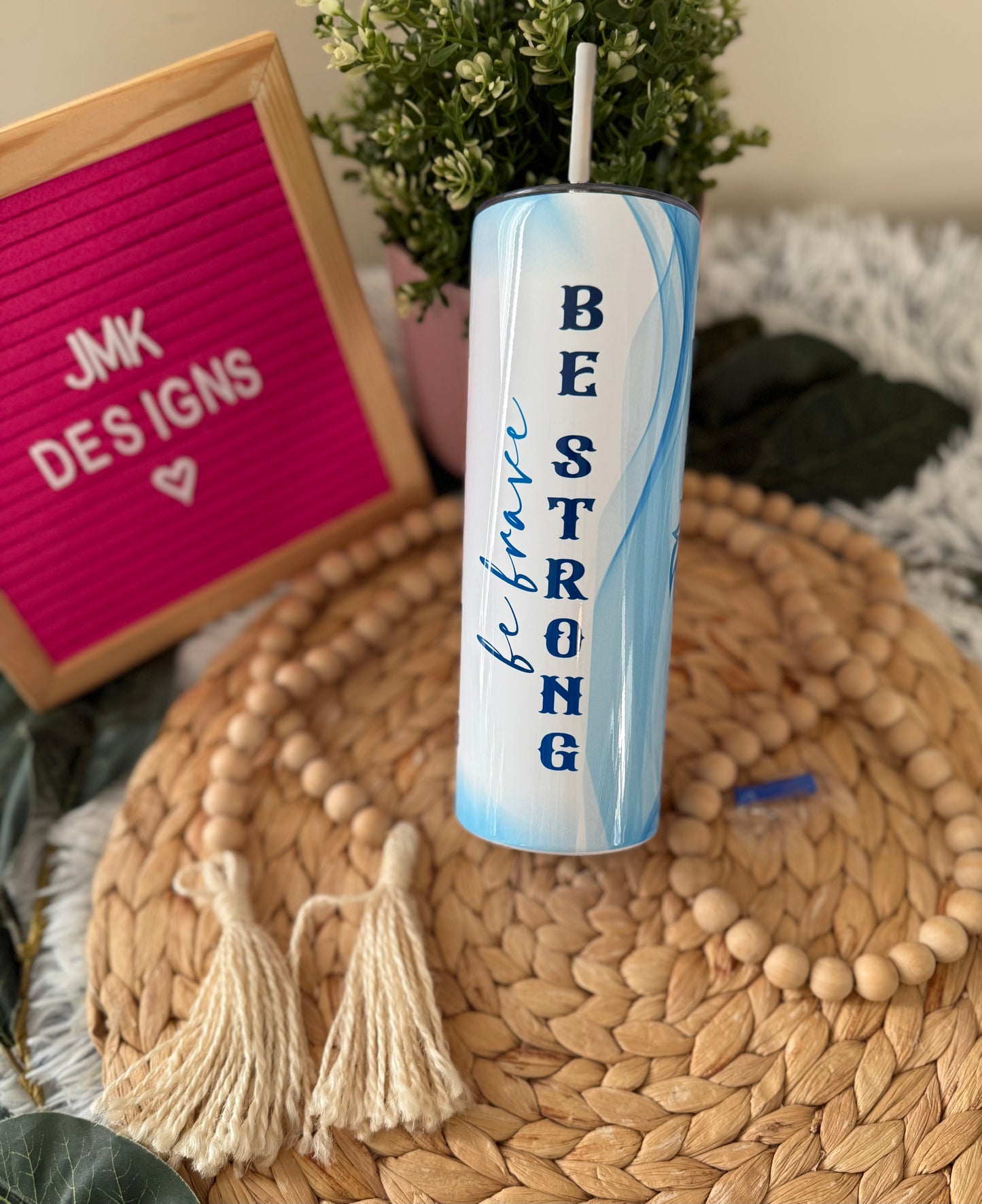 Man of Faith 20oz Tumbler – Be Brave & Be Strong (Corinthians)💙