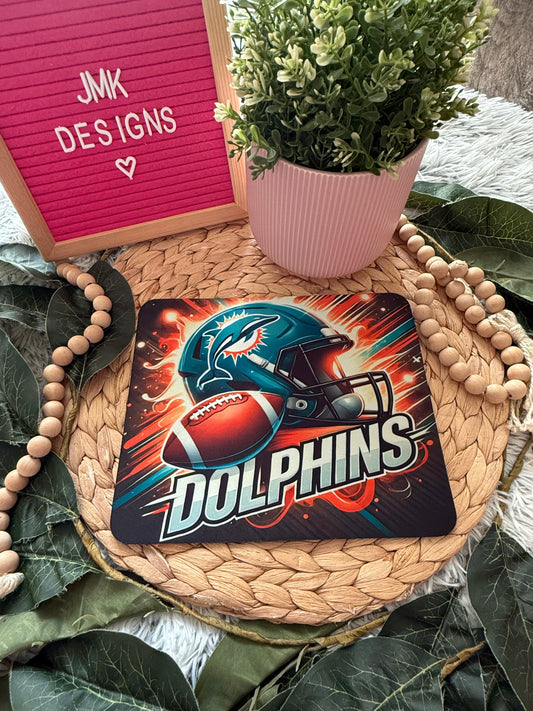 Aqua & Orange Football Helmet Mouse Pad – Game Day Desk Accessory