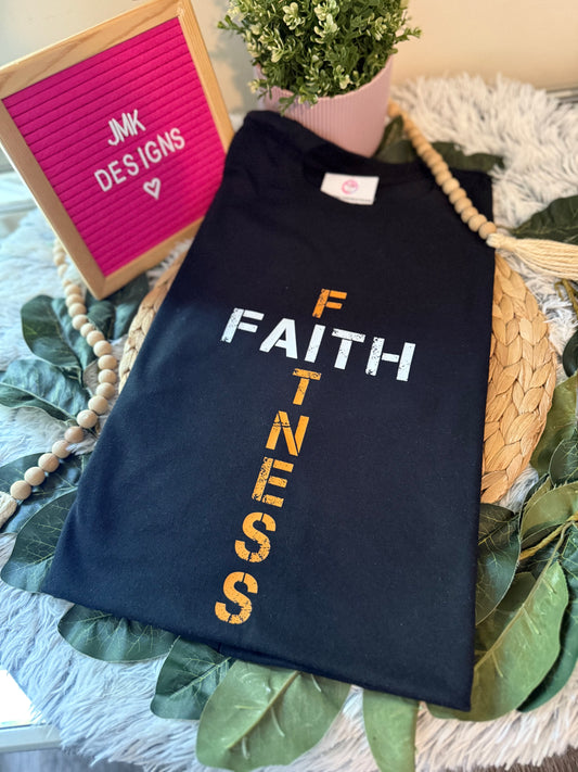 Men’s Faith + Fitness Tee – Black Motivational Shirt