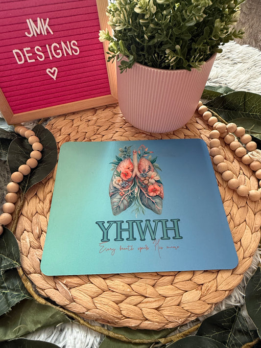 YHWH Floral Christian Mouse Pad – “Every Breath Speaks His Name” 💕